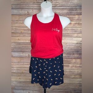 Cacique Sleep Red Top/ Print Shorts - Size 18/20